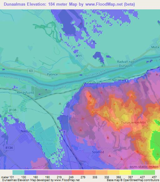 Dunaalmas,Hungary Elevation Map