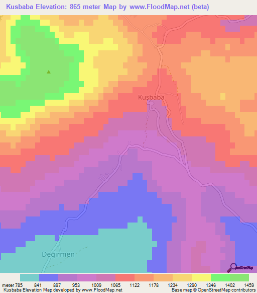Kusbaba,Turkey Elevation Map