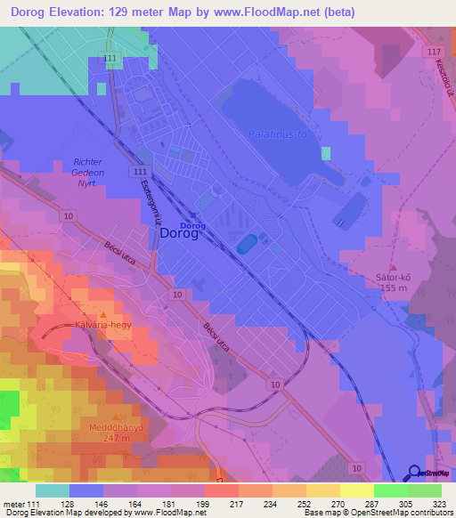Dorog,Hungary Elevation Map