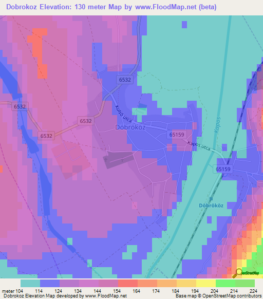 Dobrokoz,Hungary Elevation Map