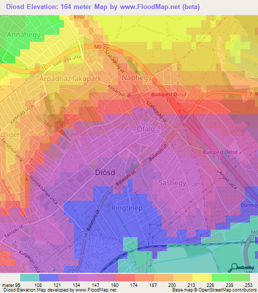 Diosd,Hungary Elevation Map
