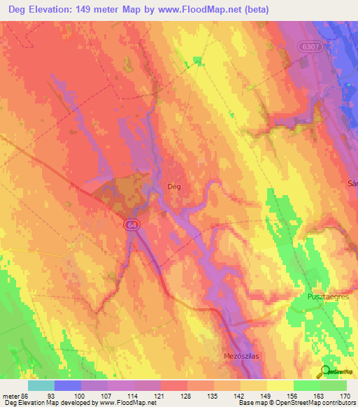 Deg,Hungary Elevation Map