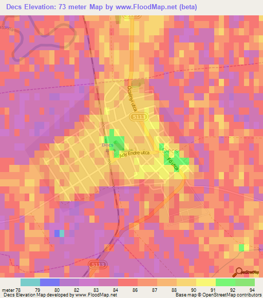 Decs,Hungary Elevation Map