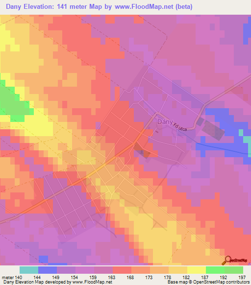 Dany,Hungary Elevation Map