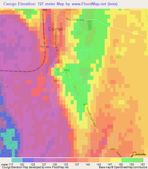 Csurgo,Hungary Elevation Map