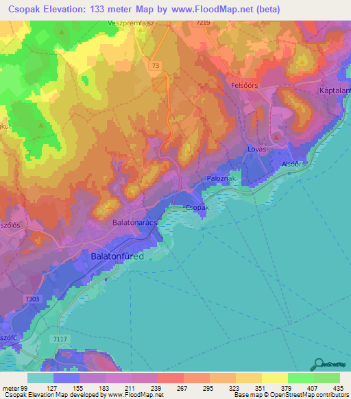 Csopak,Hungary Elevation Map