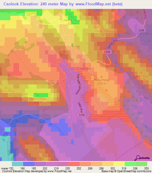 Csolnok,Hungary Elevation Map