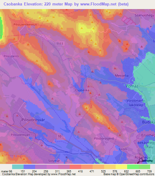 Csobanka,Hungary Elevation Map