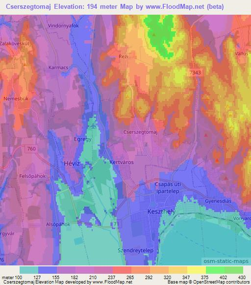 Cserszegtomaj,Hungary Elevation Map