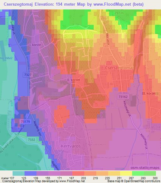 Cserszegtomaj,Hungary Elevation Map
