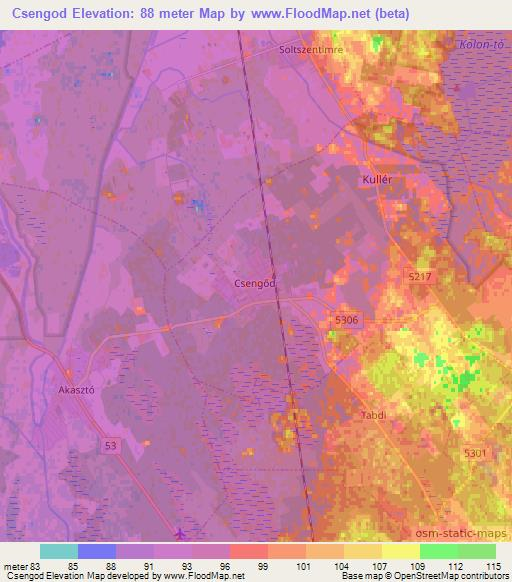 Csengod,Hungary Elevation Map
