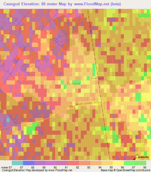 Csengod,Hungary Elevation Map