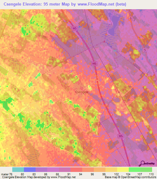 Csengele,Hungary Elevation Map