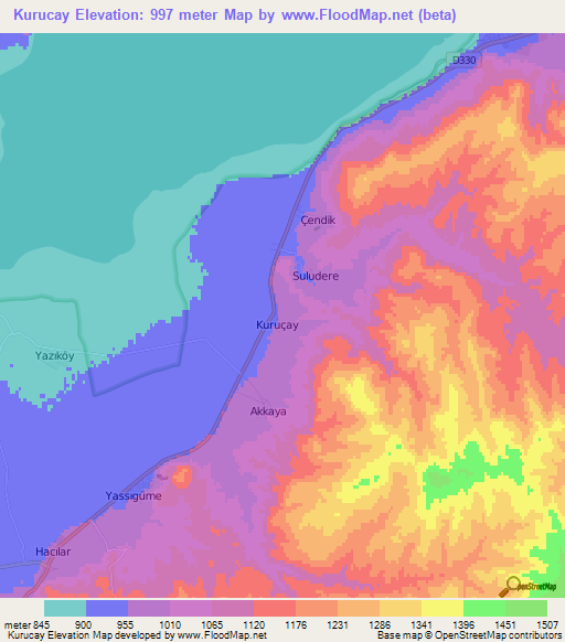Kurucay,Turkey Elevation Map
