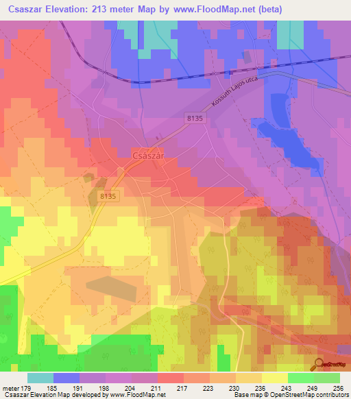 Csaszar,Hungary Elevation Map