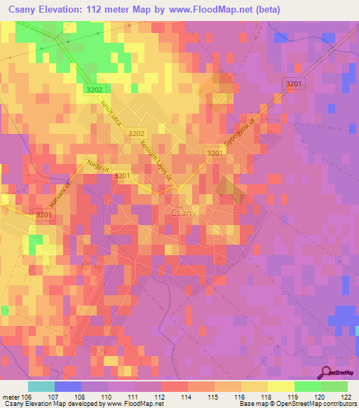 Csany,Hungary Elevation Map