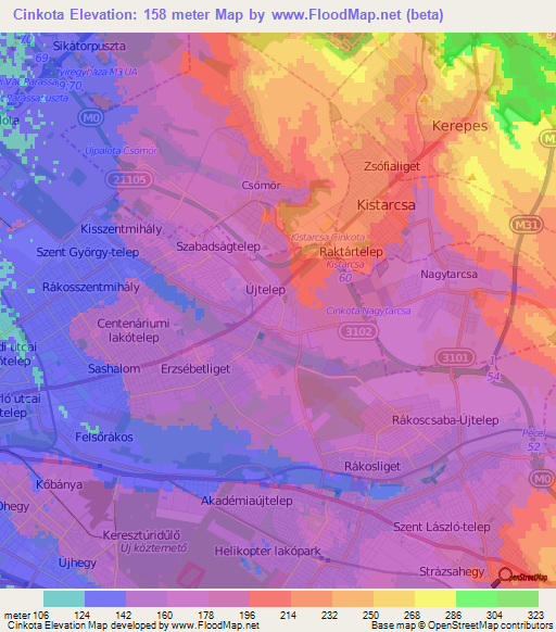 Cinkota,Hungary Elevation Map