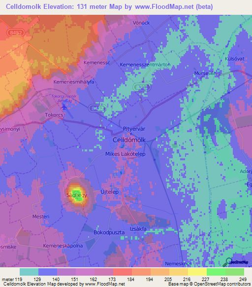 Celldomolk,Hungary Elevation Map