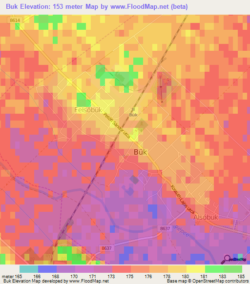 Buk,Hungary Elevation Map