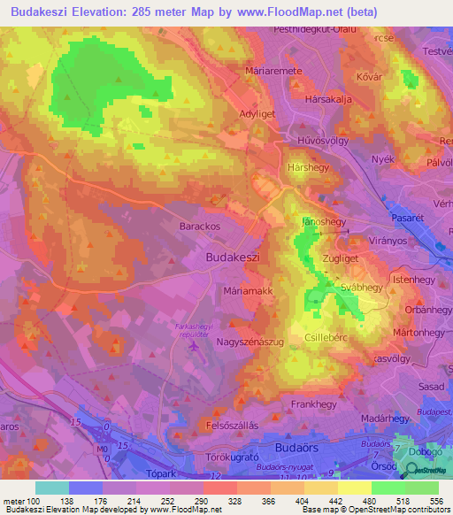 Budakeszi,Hungary Elevation Map