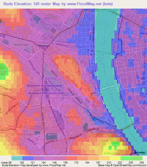 Buda,Hungary Elevation Map