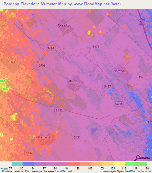 Bordany,Hungary Elevation Map