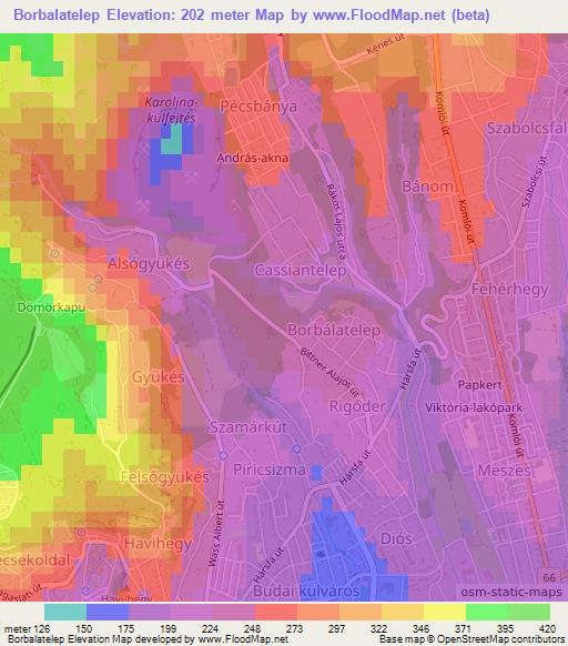 Borbalatelep,Hungary Elevation Map
