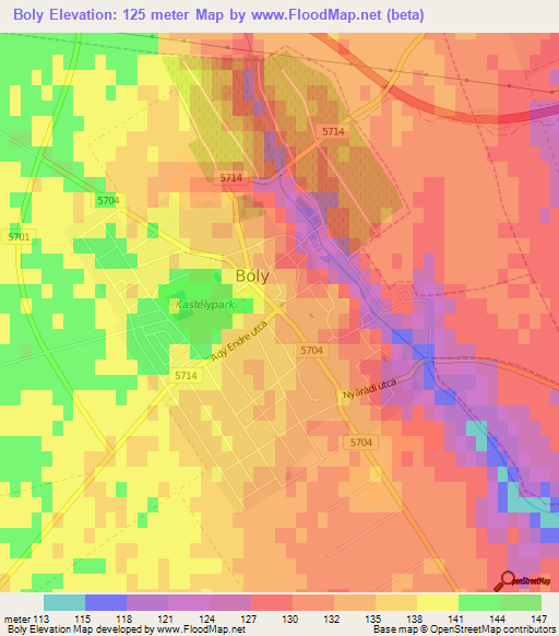 Boly,Hungary Elevation Map