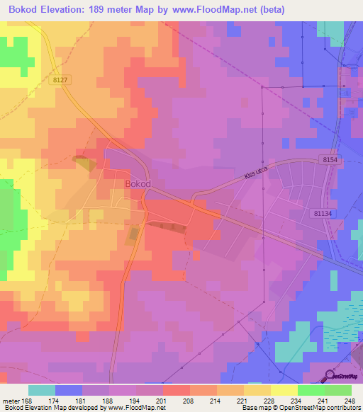 Bokod,Hungary Elevation Map