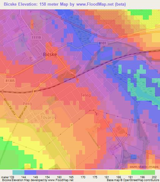 Bicske,Hungary Elevation Map