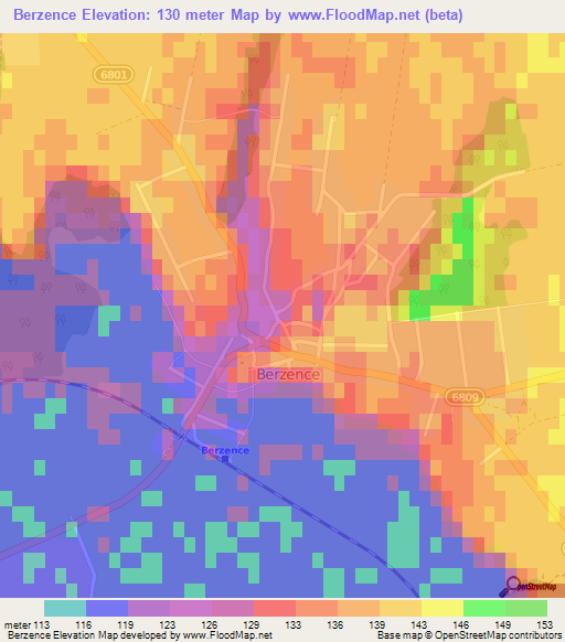 Berzence,Hungary Elevation Map