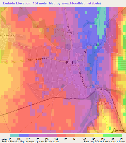 Berhida,Hungary Elevation Map