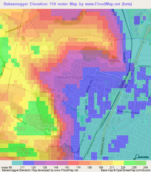 Bekasmegyer,Hungary Elevation Map