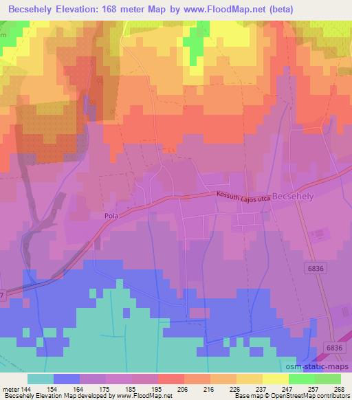 Becsehely,Hungary Elevation Map
