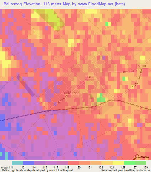 Balloszog,Hungary Elevation Map