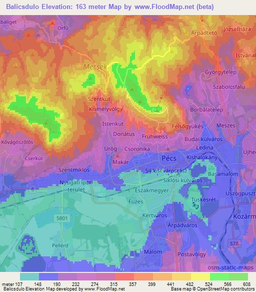 Balicsdulo,Hungary Elevation Map