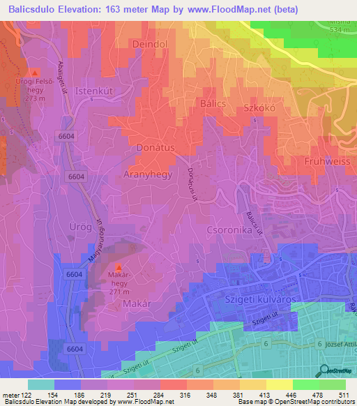 Balicsdulo,Hungary Elevation Map