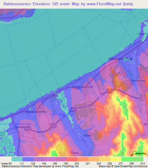 Balatonszarszo,Hungary Elevation Map