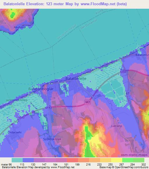 Balatonlelle,Hungary Elevation Map