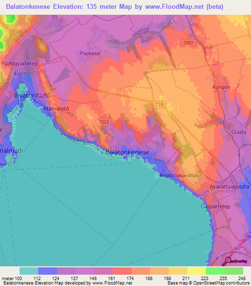 Balatonkenese,Hungary Elevation Map