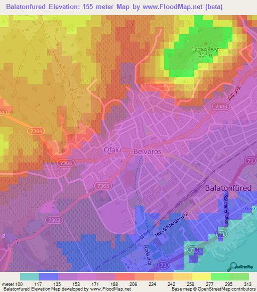 Balatonfured,Hungary Elevation Map