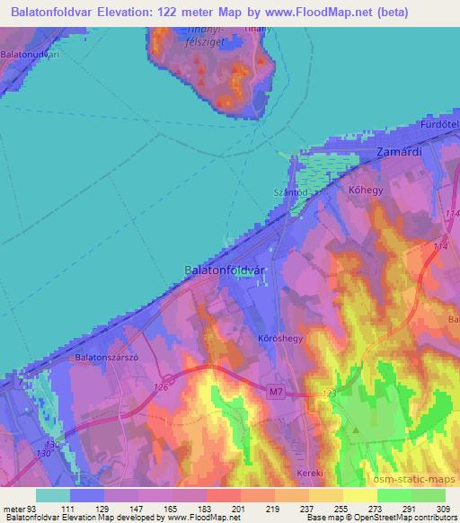 Balatonfoldvar,Hungary Elevation Map