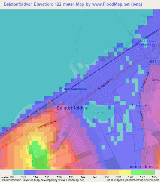 Balatonfoldvar,Hungary Elevation Map