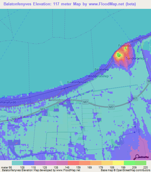 Balatonfenyves,Hungary Elevation Map