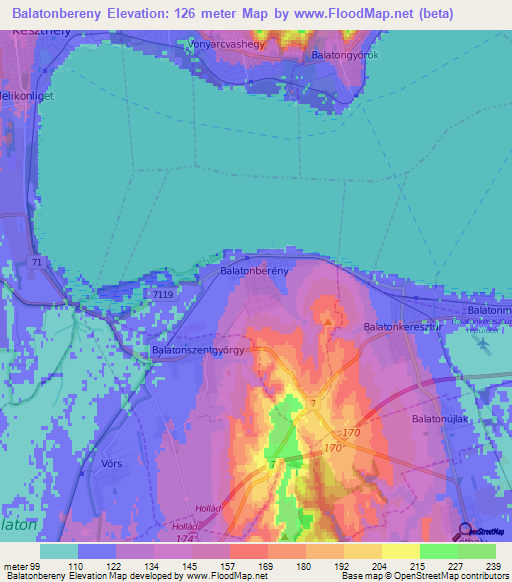 Balatonbereny,Hungary Elevation Map