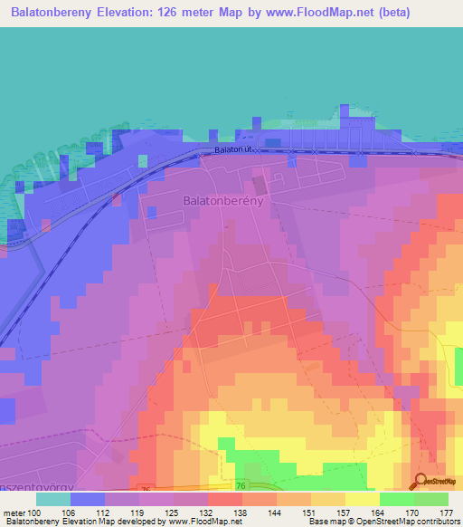 Balatonbereny,Hungary Elevation Map