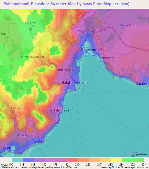 Balatonalmadi,Hungary Elevation Map
