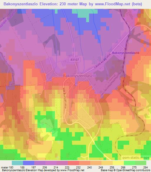 Bakonyszentlaszlo,Hungary Elevation Map