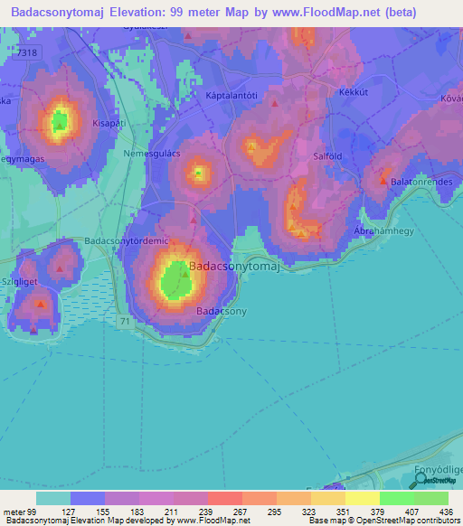 Badacsonytomaj,Hungary Elevation Map