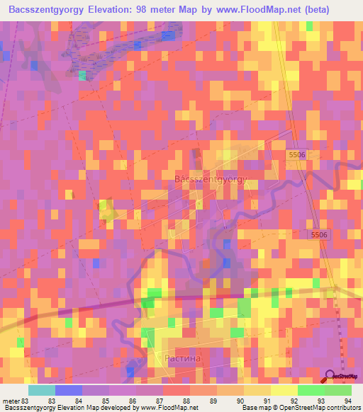 Bacsszentgyorgy,Hungary Elevation Map